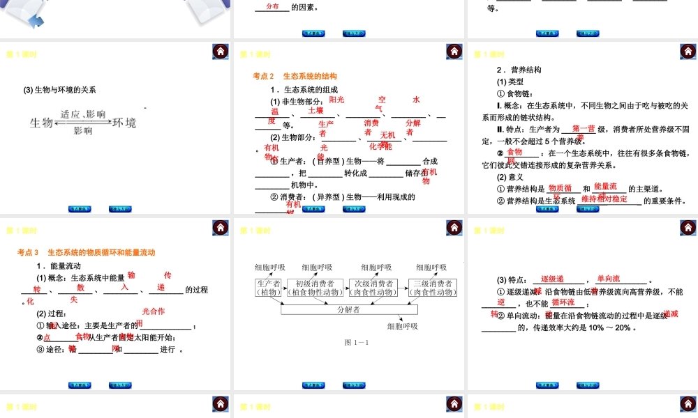 【中考复习方案】（包头）中考生物总复习 第一单元 生物体的结构和生物圈课件（考点聚焦+规律与方法） 新人教版