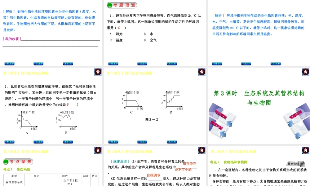 【中考复习方案】（淮安）2015中考生物教材梳理 第2单元 我们生活的生物圈课件
