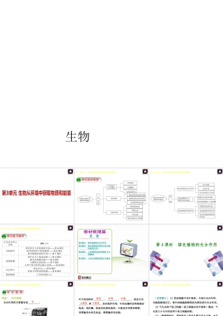 【中考复习方案】（淮安）2015中考生物教材梳理 第3单元 生物从环境中获取物质和能量课件