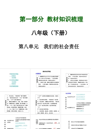 【中考面对面】安徽省2015届中考政治总复习 第一部分 教材知识梳理 八下 第八单元 我们的社会责任课件 粤教版