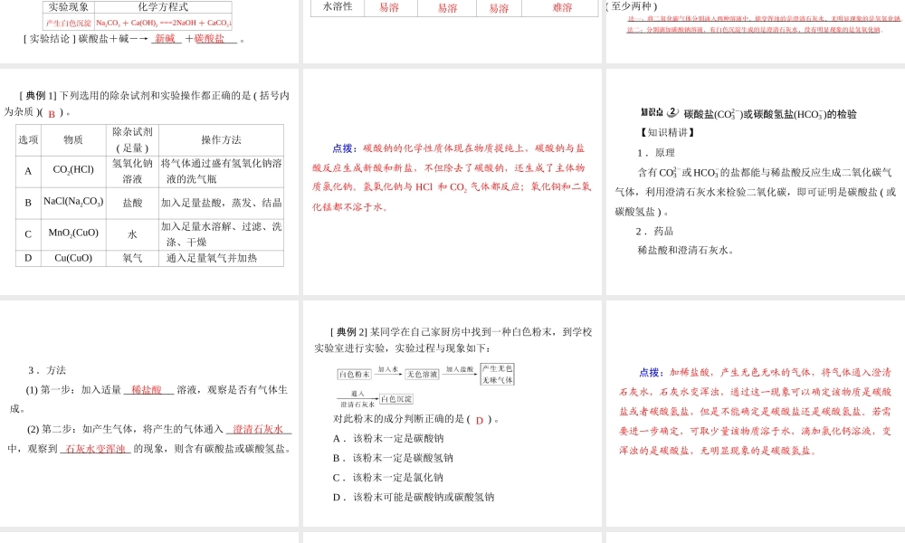 【优化课堂】2012年九年级化学 第十一单元 课题1 第2课时 碳酸钠、碳酸氢钠和碳酸钙课件 新人教版