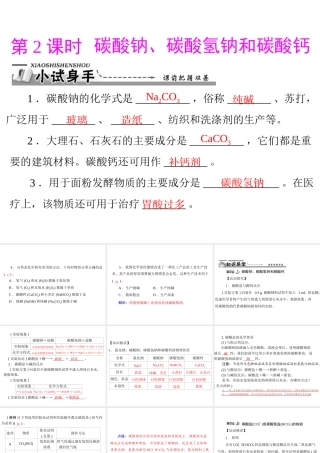 【优化课堂】2012年九年级化学 第十一单元 课题1 第2课时 碳酸钠、碳酸氢钠和碳酸钙课件 新人教版
