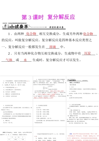 【优化课堂】2012年九年级化学 第十一单元 课题1 第3课时 复分解反应
