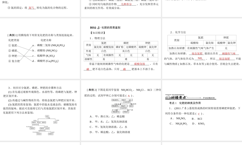 【优化课堂】2012年九年级化学 第十一单元 课题2 化学肥料课件 新人教版