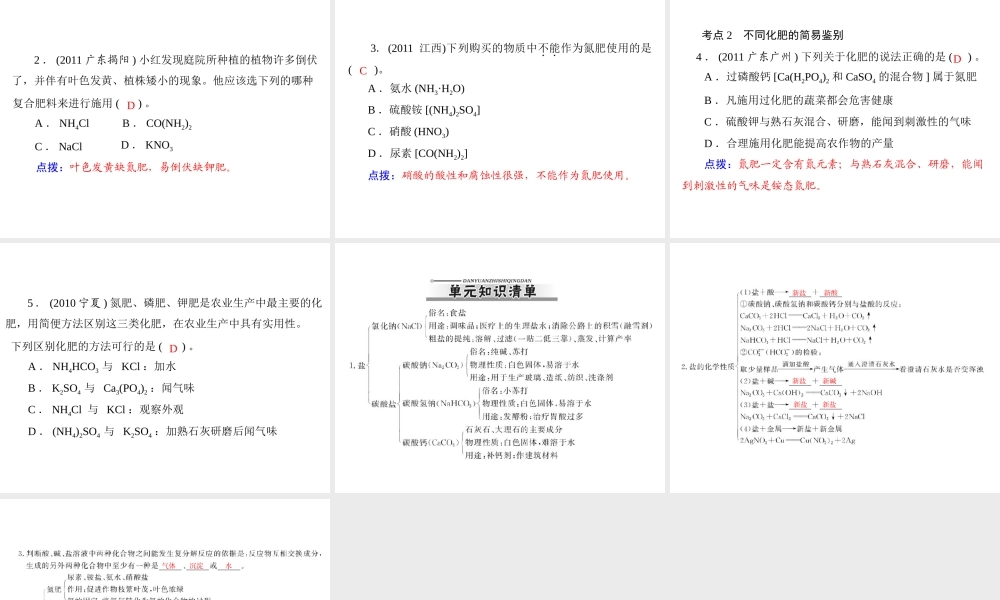 【优化课堂】2012年九年级化学 第十一单元 课题2 化学肥料课件 新人教版