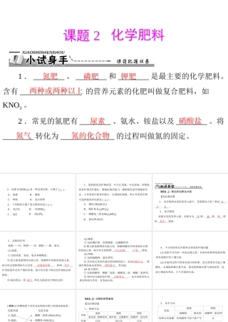 【优化课堂】2012年九年级化学 第十一单元 课题2 化学肥料课件 新人教版