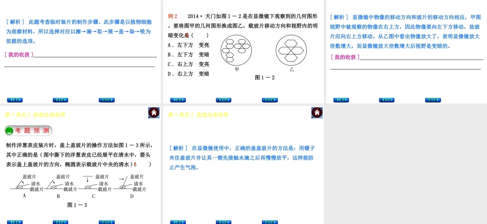 【中考复习方案】（淮安）2015中考生物总复习 第1课时 显微镜的使用与科学探究课件