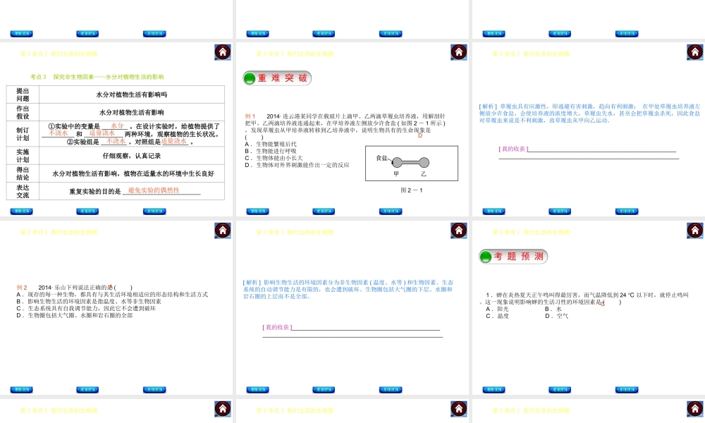 【中考复习方案】（淮安）2015中考生物总复习 第2课时 生物与环境课件