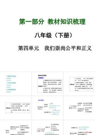 【中考面对面】安徽省2015届中考政治总复习 第一部分 教材知识梳理 八下 第四单元 我们崇尚公平和正义课件 新人教版