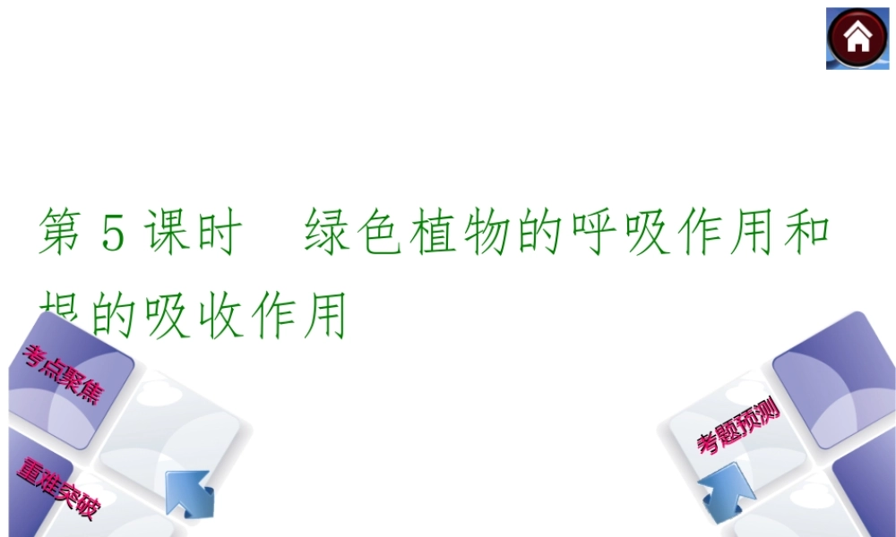 【中考复习方案】（淮安）2015中考生物总复习 第5课时 绿色植物的呼吸作用和根的吸收作用课件