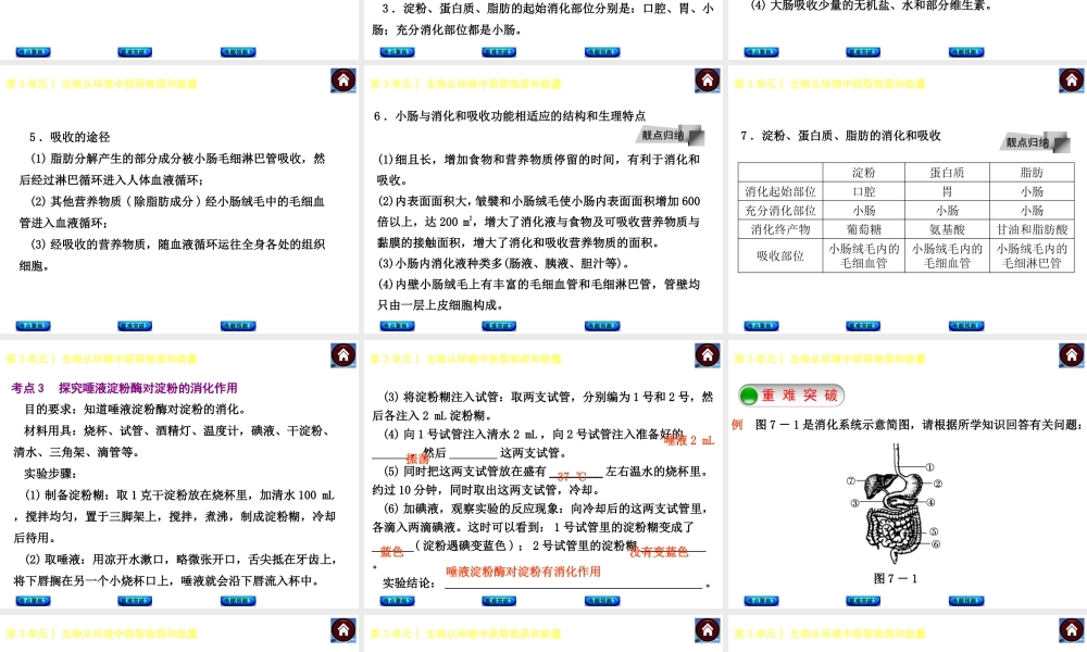 【中考复习方案】（淮安）2015中考生物总复习 第7课时 人体对食物的消化和吸收课件