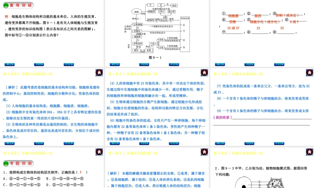 【中考复习方案】（淮安）2015中考生物总复习 第9课时 生物体的结构课件