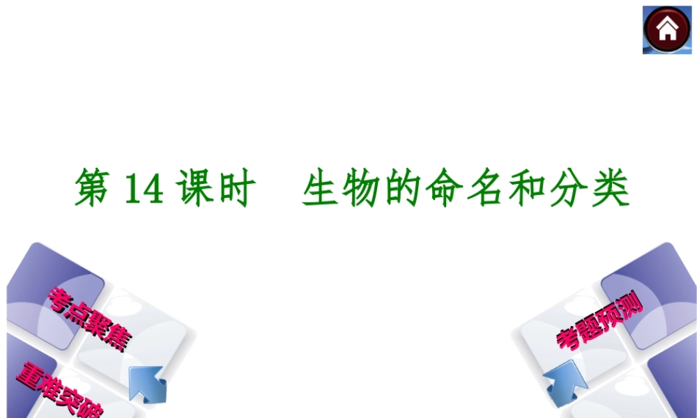 【中考复习方案】（淮安）2015中考生物总复习 第14课时 生物的命名和分类课件
