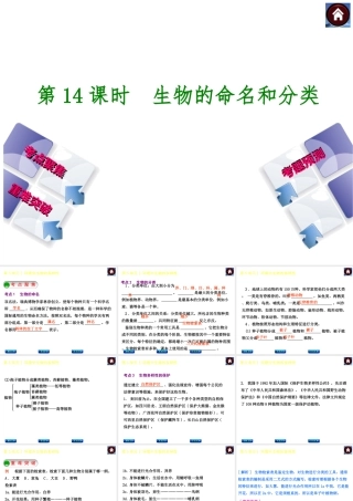 【中考复习方案】（淮安）2015中考生物总复习 第14课时 生物的命名和分类课件