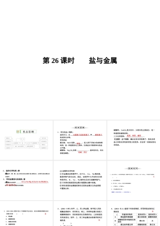 【全效学习 中考学练测】2014中考科学总复习 第26课时 盐与金属（考点管理+归类探究+易错警示+限时集训）课件 新人教版