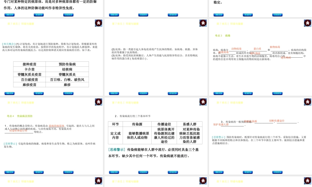 【中考复习方案】（淮安）2015中考生物总复习 第20课时 传染病与免疫课件