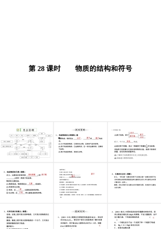 【全效学习 中考学练测】2014中考科学总复习 第28课时 物质的结构和符号（考点管理+归类探究+易错警示+限时集训）课件 新人教版