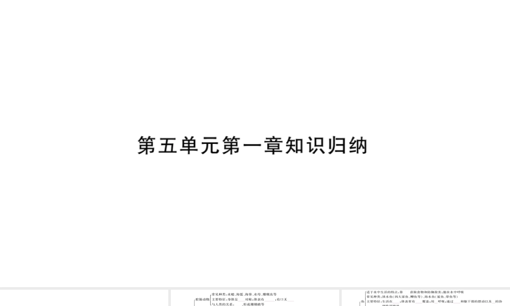 2018秋八年级生物上册 第5单元 第1章 动物的主要类群知识归纳习题课件 （新版）新人教版