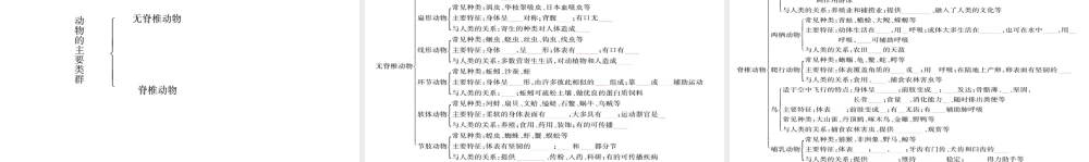 2018秋八年级生物上册 第5单元 第1章 动物的主要类群知识归纳习题课件 （新版）新人教版