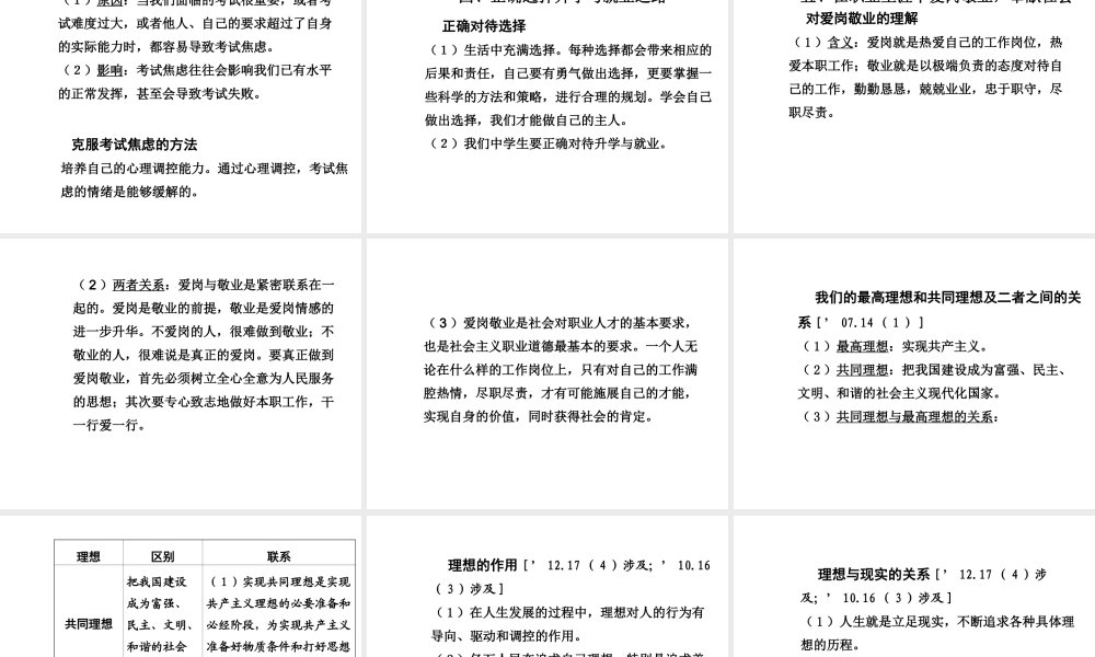 【中考面对面】安徽省2015届中考政治总复习 第一部分 教材知识梳理 九年级 4.3 迎接挑战 立志成才课件 粤教版
