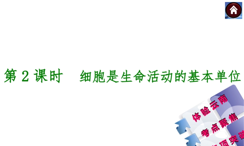 【中考复习方案】（云南）2015中考生物总复习 第2课时 细胞是生命活动的基本单位课件（体验云南+考点聚焦+专项突破）