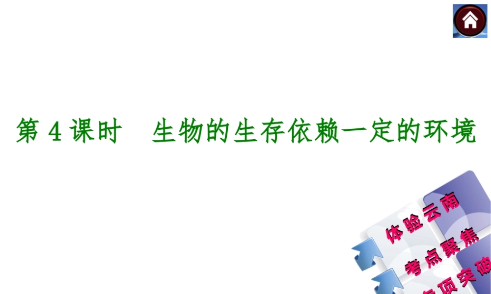【中考复习方案】（云南）2015中考生物总复习 第4课时 生物的生存依赖一定的环境课件（体验云南+考点聚焦+专项突破）