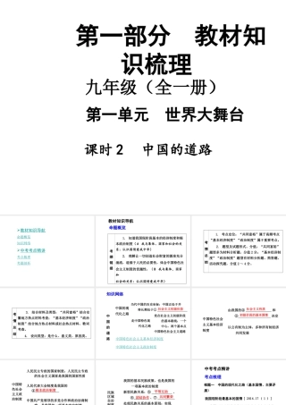 【中考面对面】安徽省2015届中考政治总复习 第一部分 教材知识梳理 九年级 第一单元 课时2 中国的道路课件 人民版