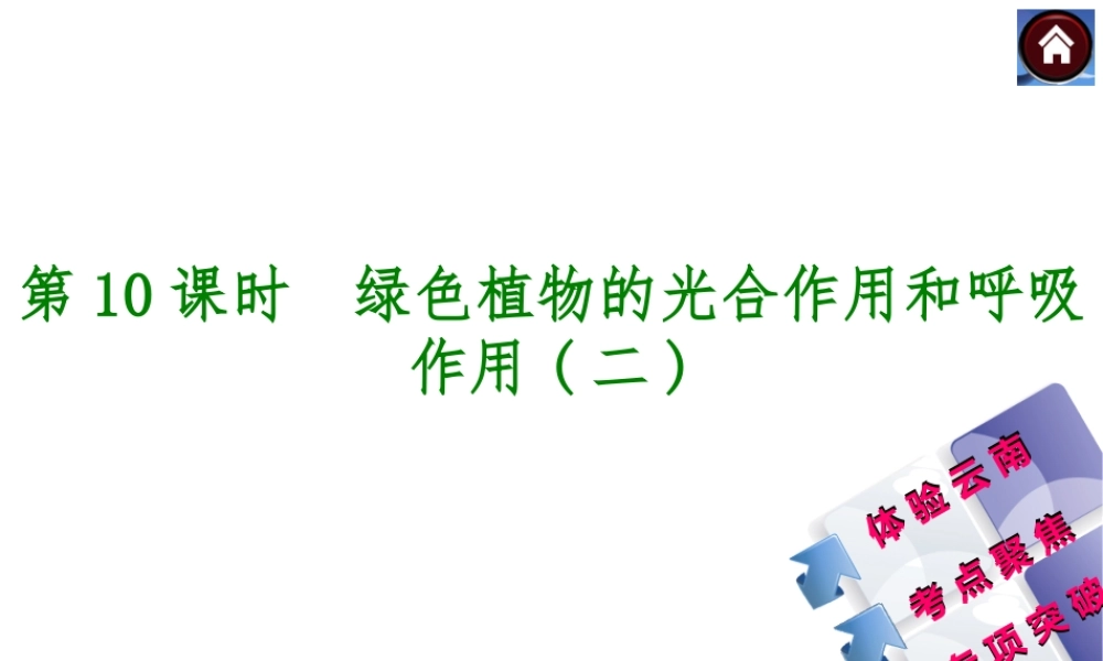【中考复习方案】（云南）2015中考生物总复习 第10课时 绿色植物的光合作用和呼吸作用二课件（体验云南+考点聚焦+专项突破）