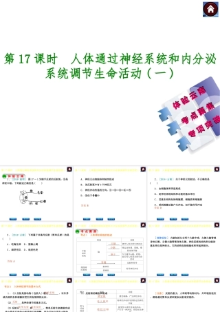 【中考复习方案】（云南）2015中考生物总复习 第17课时 人体通过神经系统和内分泌系统调节生命活动一课件（体验云南+考点聚焦+专项突破）