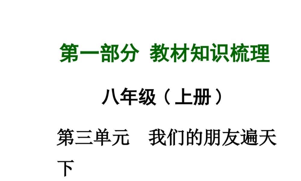 【中考面对面】广西2015届中考政治总复习 第一部分 教材知识梳理 八上 第三单元 我们的朋友遍天下课件（教材知识导航+中考考点精讲+备考试题精编） 新人教版