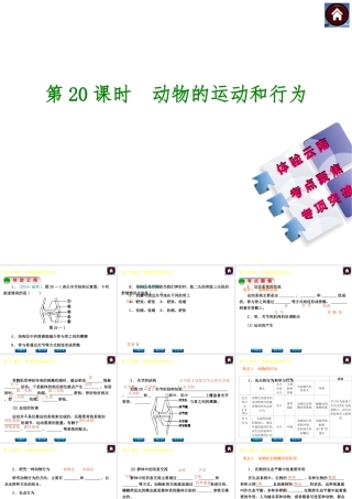 【中考复习方案】（云南）2015中考生物总复习 第20课时 动物的运动和行为课件（体验云南+考点聚焦+专项突破）