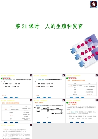 【中考复习方案】（云南）2015中考生物总复习 第21课时 人的生殖和发育课件（体验云南+考点聚焦+专项突破）