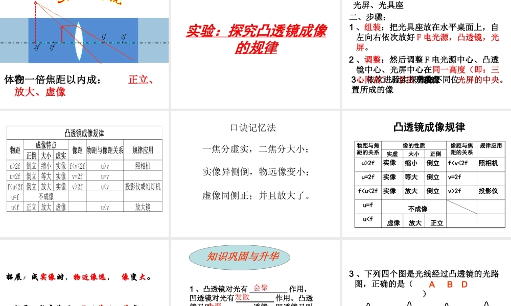 2019-2020学年八年级物理全册 4.5科学探究：凸透镜成像（透镜在生活中的应用）课件 （新版）沪科版