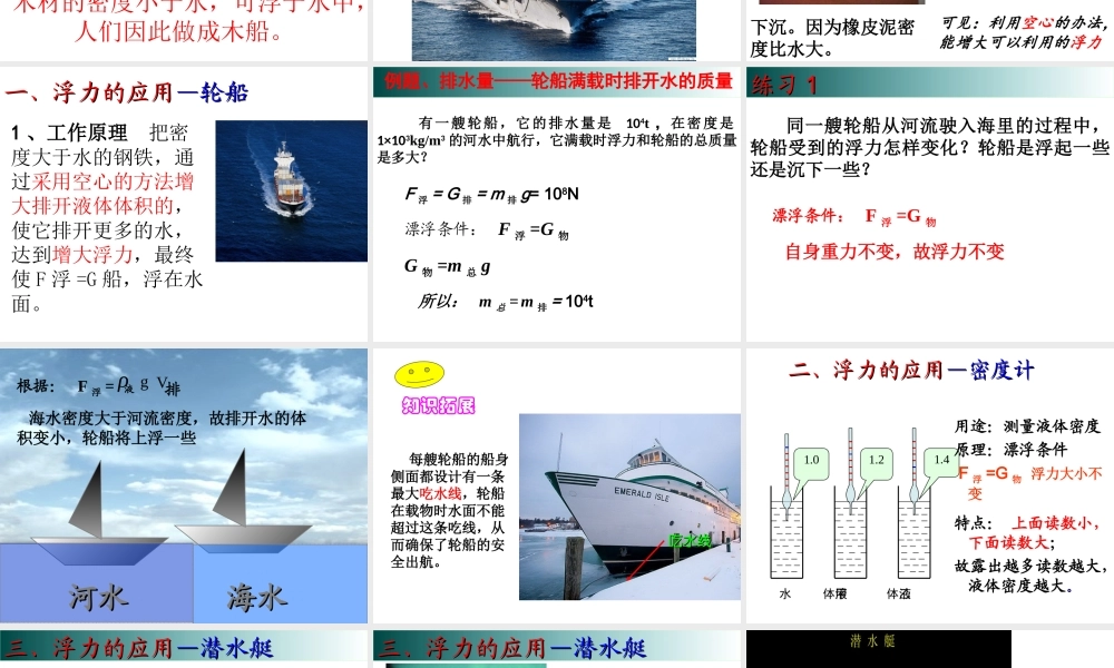 2019-2020学年八年级物理全册 9.3物体的浮与沉 浮沉条件及应用课件 （新版）沪科版