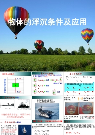 2019-2020学年八年级物理全册 9.3物体的浮与沉 浮沉条件及应用课件 （新版）沪科版