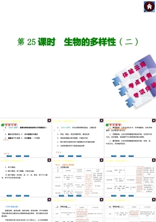 【中考复习方案】（云南）2015中考生物总复习 第25课时 生物的多样性二课件（体验云南+考点聚焦+专项突破）