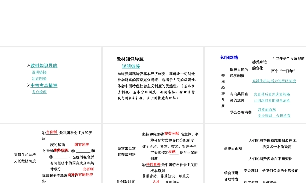 【中考面对面】广西2015届中考政治总复习 第一部分 教材知识梳理 九年级 第三单元 第七课 关注经济发展课件（教材知识导航+中考考点精讲+备考试题精编） 新人教版