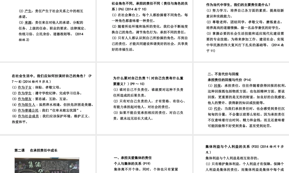 【中考面对面】广西2015届中考政治总复习 第一部分 教材知识梳理 九年级 第一单元 承担责任服务社会课件（教材知识导航+中考考点精讲+备考试题精编） 新人教版