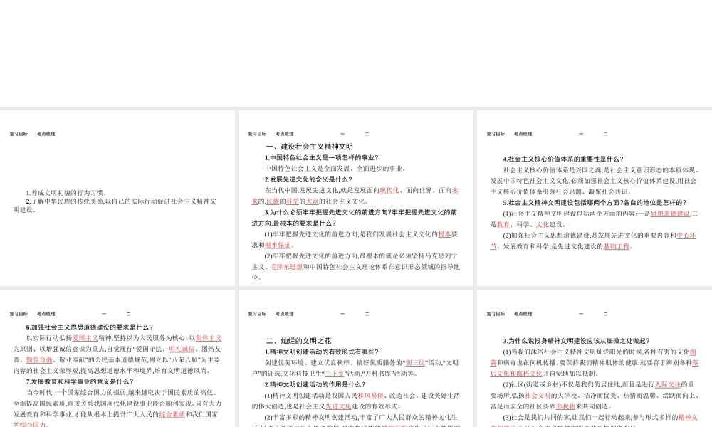 【优化设计】（福建专版）2015中考政治总复习 第18课时 投身精神文明建设课件