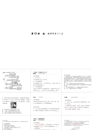 【中考试题研究】2015中考科学总复习 第13讲 波 物质科学一课件 浙教版