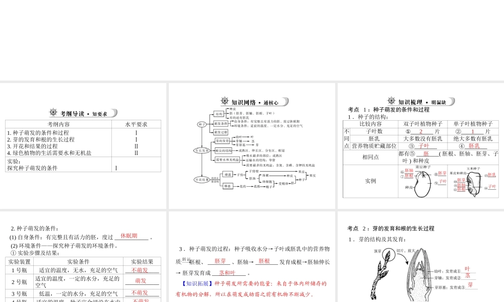 【中考风向标】2013年中考生物复习 被子植物的一生课件