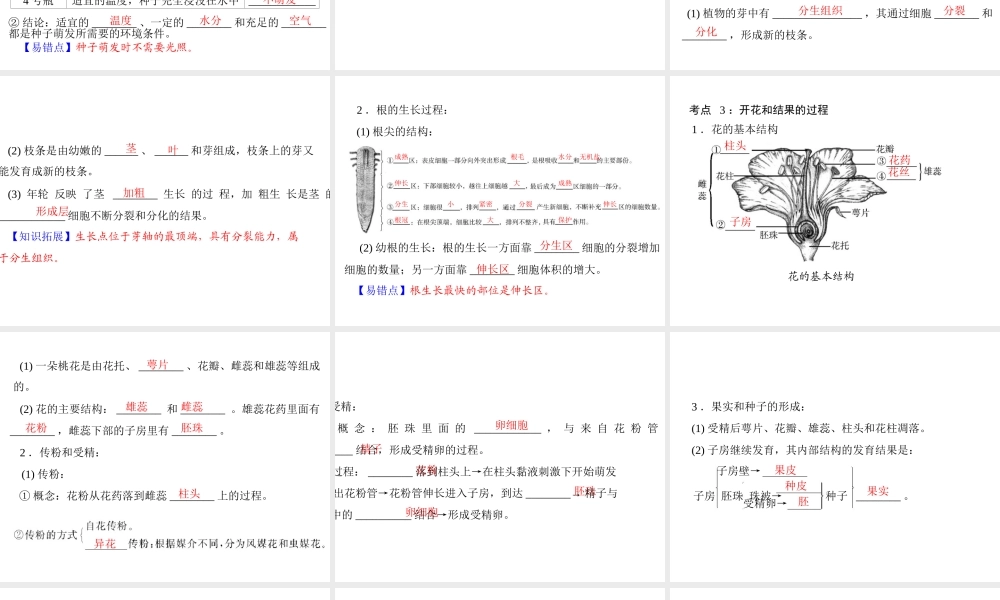 【中考风向标】2013年中考生物复习 被子植物的一生课件