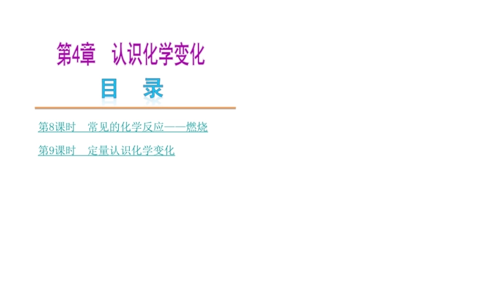 【中考复习方案】2015年中考化学 第4章 认识化学变化课件 （新版）沪教版