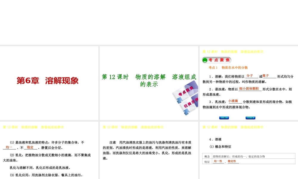 【中考复习方案】2015年中考化学 第6章 溶解现象课件 （新版）沪教版