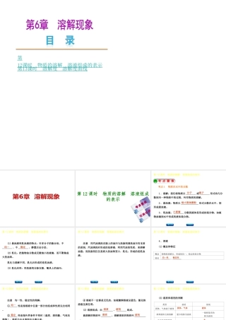 【中考复习方案】2015年中考化学 第6章 溶解现象课件 （新版）沪教版