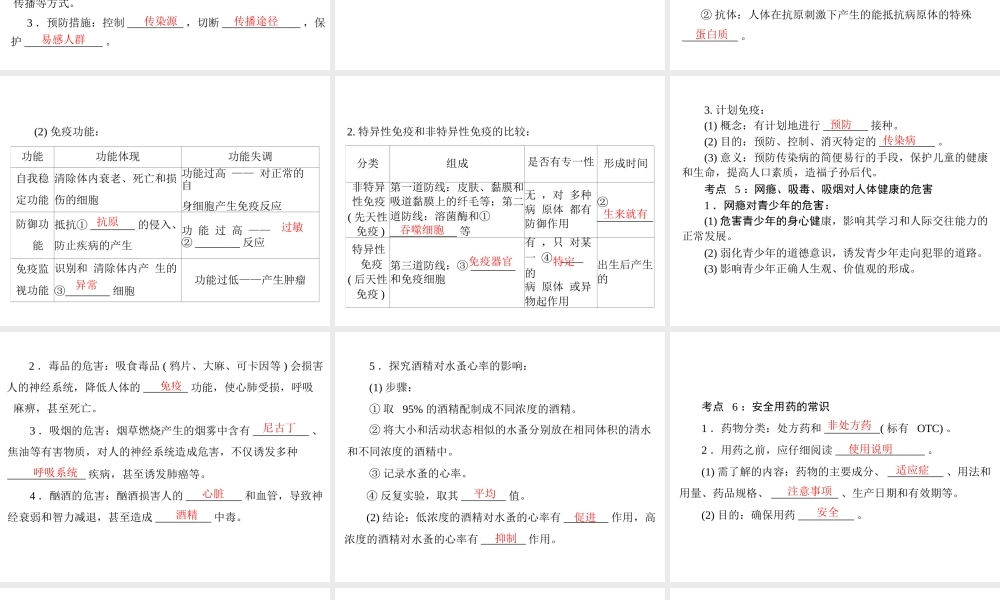 【中考风向标】2013年中考生物复习 健康地生活课件