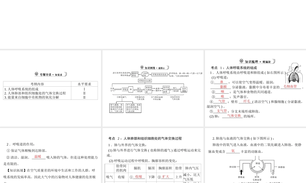 【中考风向标】2013年中考生物复习 人体的呼吸课件