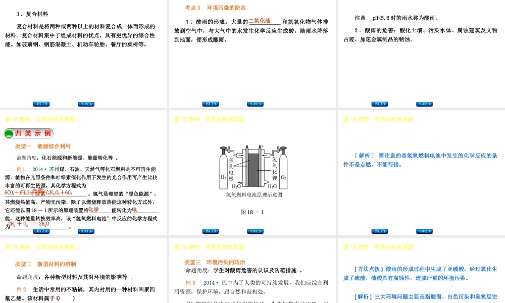 【中考复习方案】2015年中考化学 第9章 化学与社会发展课件 （新版）沪教版