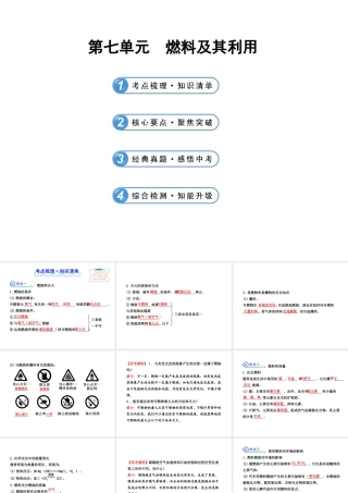 【冲刺中考】2013年中考化学专题复习 第七单元 燃料及其利用课件（知识清单+聚焦突破+感悟中考+智能升级）