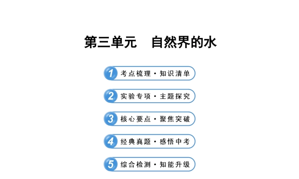 【冲刺中考】2013年中考化学专题复习 第三单元 自然界的水课件（知识清单+聚焦突破+感悟中考+智能升级）